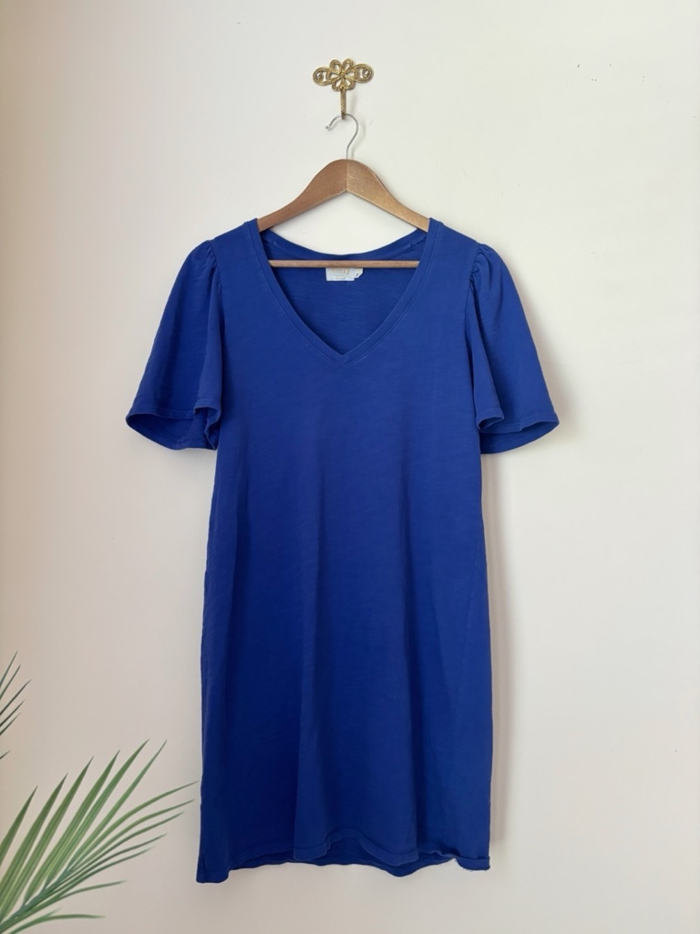 Nation Ltd Cobalt Blue Mallory Flutter Sleeve Dress Medium